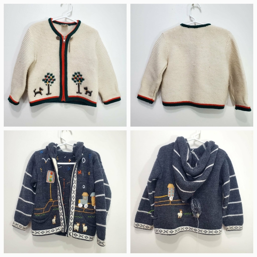 Bundle Of 2 Kids Knit Cardigan Full Zip 2-3years